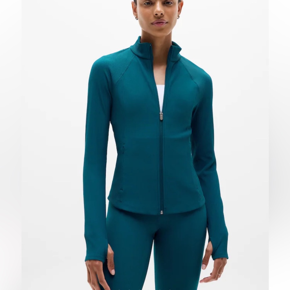 NWOT Athleta Salutation Ribbed Jacket - Coastal Teal - Size S